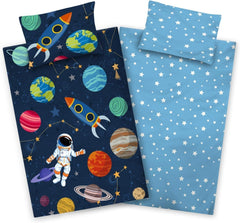 Aminata Kids lenjerie de pat copii, spațiu cosmic, bumbac Lenjerie de pat - copii Naty Shop Default Title