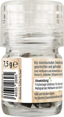 RUF Bio Bourbon Vanille-Mühle, Gewürz-Mühle aus aroma-sicherem Glas, Vegan, Verstellbares Mühlwerk, Vanilleschoten zum Backen und Kochen, 1 x 7,5 g