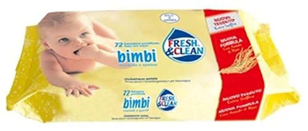 Set șervețele umede Fresh Clean pentru bebeluși, 12 x 72 buc., rezerve, galben, pentru igienă și îngrijirea bebelușilor