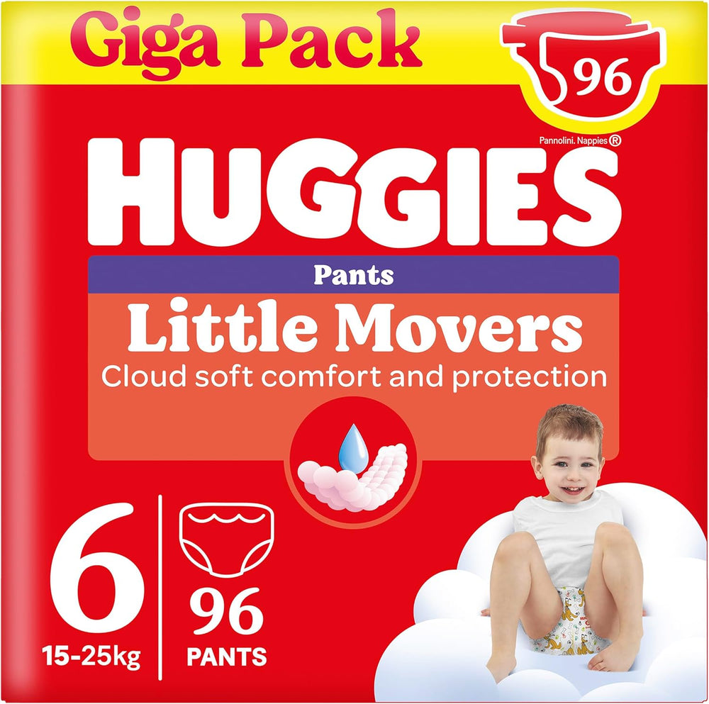 Pantaloni Huggies Little Movers Disney, mărimea 6, 96 bucăți (2 x 48), cutie lunară