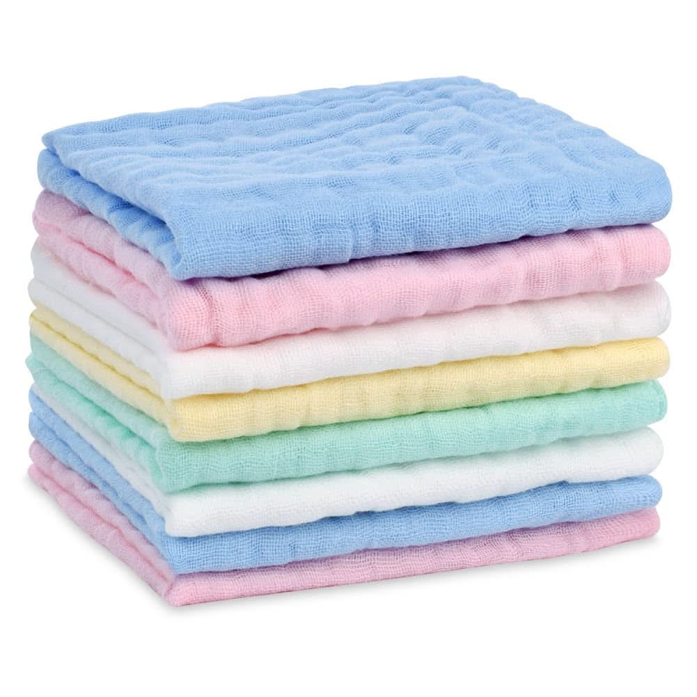 Prosoape de muselină pentru bebeluși, pachet de 8 prosoape din bumbac organic, absorbante, 25 x 25 cm Mama si Copilul Naty Shop