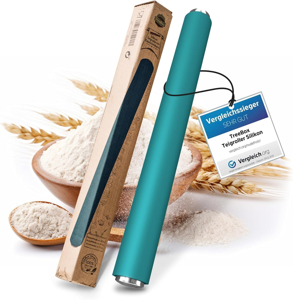 Sucitor - rolă de aluat din silicon și oțel inoxidabil - Sucitor modern fără mânere cu efect antiaderent, întinde fondant și aluat în cel mai scurt timp, ustensile de copt