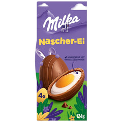 Milka Sweet Egg – Ciocolată de Paște umplută cu cremă de vanilie, aspect de ou prăjit – 124g