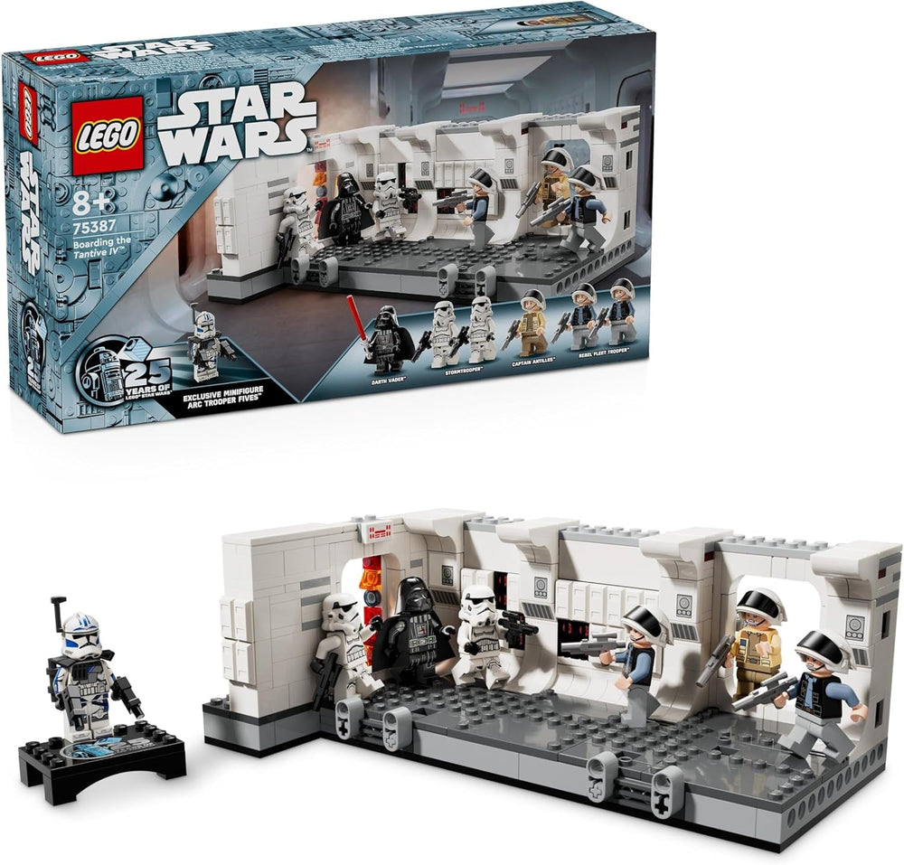 LEGO Star Wars Îmbarcarea pe Tantive IV, Jucărie de construcție pentru filmul O nouă speranță, Playset de fantezie pentru copii de colecționat, Idee de cadou pentru băieți și fete de peste 8 ani și pentru colecționari 75387 Seturi de constructie Besuche den LEGO-Store Îmbarcare
