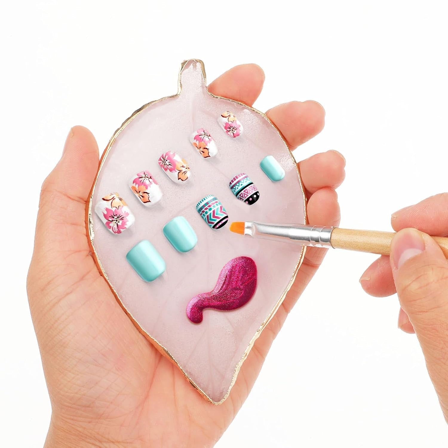 Harz Nail Art Palette Blatt Form Nail Art Werkzeuge Kit Nail Gel Polish Farben Mischen Palette Für DIY Nail Art Make-Up Nagel Dekoration Zubehör