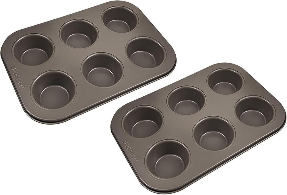 BERGNER BAKING LOVERS - Set Von 2 X 6 Cup Muffinformen - Kohlenstoffstahl Mit Ilag Essential, PFOA Frei, Leicht Zu Reinigen Matrite si tavi pentru copt Naty Shop 26,5 Cm | 18,5 Cm | 3 Cm