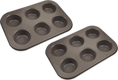 BERGNER BAKING LOVERS - Set Von 2 X 6 Cup Muffinformen - Kohlenstoffstahl Mit Ilag Essential, PFOA Frei, Leicht Zu Reinigen Matrite si tavi pentru copt Naty Shop 26,5 Cm | 18,5 Cm | 3 Cm