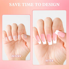 360 de bucăți unghii artificiale unghii franțuzești unghii false dreptunghiulare medii unghii false unghii false naturale DIY vârfuri de unghii false cu pilă de unghii presare pe unghii artificiale pentru doamne și femei