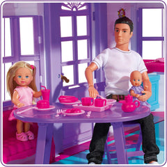 Simba 104661996 - Steffi Love Dreamhouse, Casă de joacă mare, 4 camere, FĂRĂ PUPPETS, 84cm înălțime, Două etaje, Clopoțel funcțional, Pliabil Casute de papusi Naty Shop