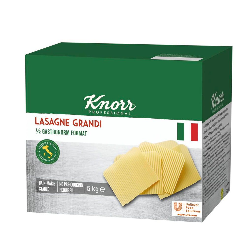 Lasagna Grandi Knorr format 1/2 Gastronorm - foi de aluat ondulate pentru paste - pachet mare, 5000 g