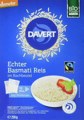 Orez Basmati organic Davert în pungi de gătit, 2 pungi, 250g