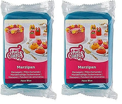 FunCakes pastă de zahăr pe bază de migdale (marțipan olandez) Aqua Blue: ușor de utilizat și neted, perfect pentru decorarea prăjiturilor, halal, kosher și fără gluten, 250 g (pachet de 2) Pasta de zahar Naty Shop 250 G (pachet de 2) Marțipan