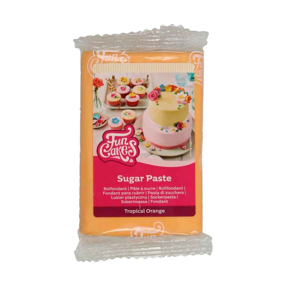 FunCakes Tropical Orange fondant laminat: ușor de utilizat, neted, flexibil, moale și pliabil, perfect pentru decorarea prăjiturilor, halal, kosher și fără gluten, 250 g Pasta de zahar Naty Shop Default Title