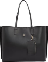 Geantă tote pentru femei Tommy Hilfiger Distinct cu fermoar, negru (Black), mărime naturală Genti Femei Naty Shop Titlu implicit