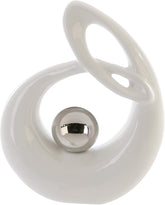 GILDE Sculptură decorativă din ceramică Life - figură albă glazurată alb/argintiu cu bilă argintie - înălțime 22 cm Statuete si sculpturi Naty Shop Titlu implicit