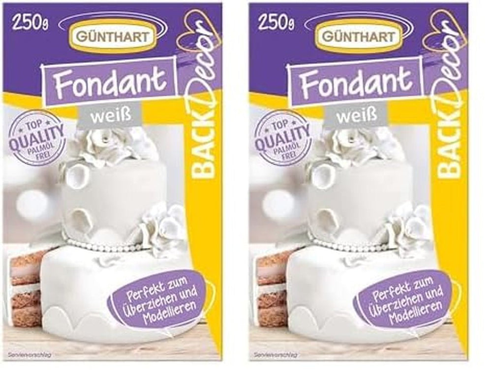 Günthart BackDecor 250 g fondant alb, 100% vegan, fără ulei de palmier, rezistent la rupere pentru a acoperi prăjituri și produse de patiserie, potrivit pentru modelare, pachet de 2 (1 x 250 g) Pasta de zahar Naty Shop Default Title