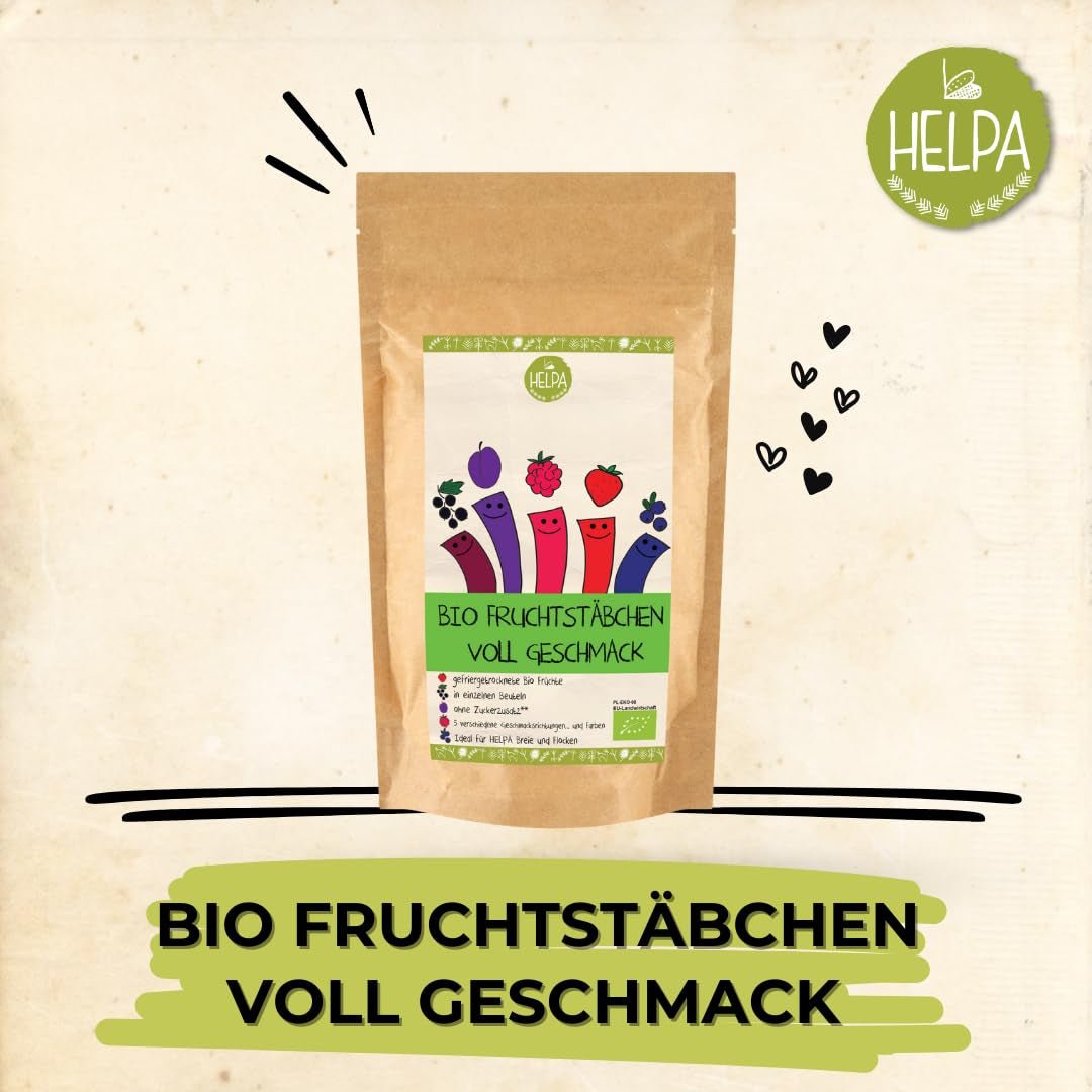 HELPA BIO pliculețe cu pulbere de fructe - arome fructate - fructe - căpșuni - zmeură - afine - prune - coacăze negre - 100% fructe liofilizate - alimente pentru copii Produse deshidratate Naty Shop