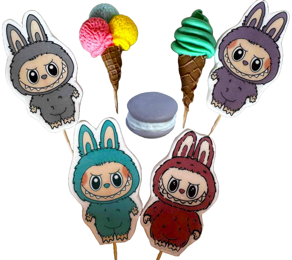 Set decoratiuni comestibile, Labubu Decoratiuni din Pasta de Zahar Nati Shop