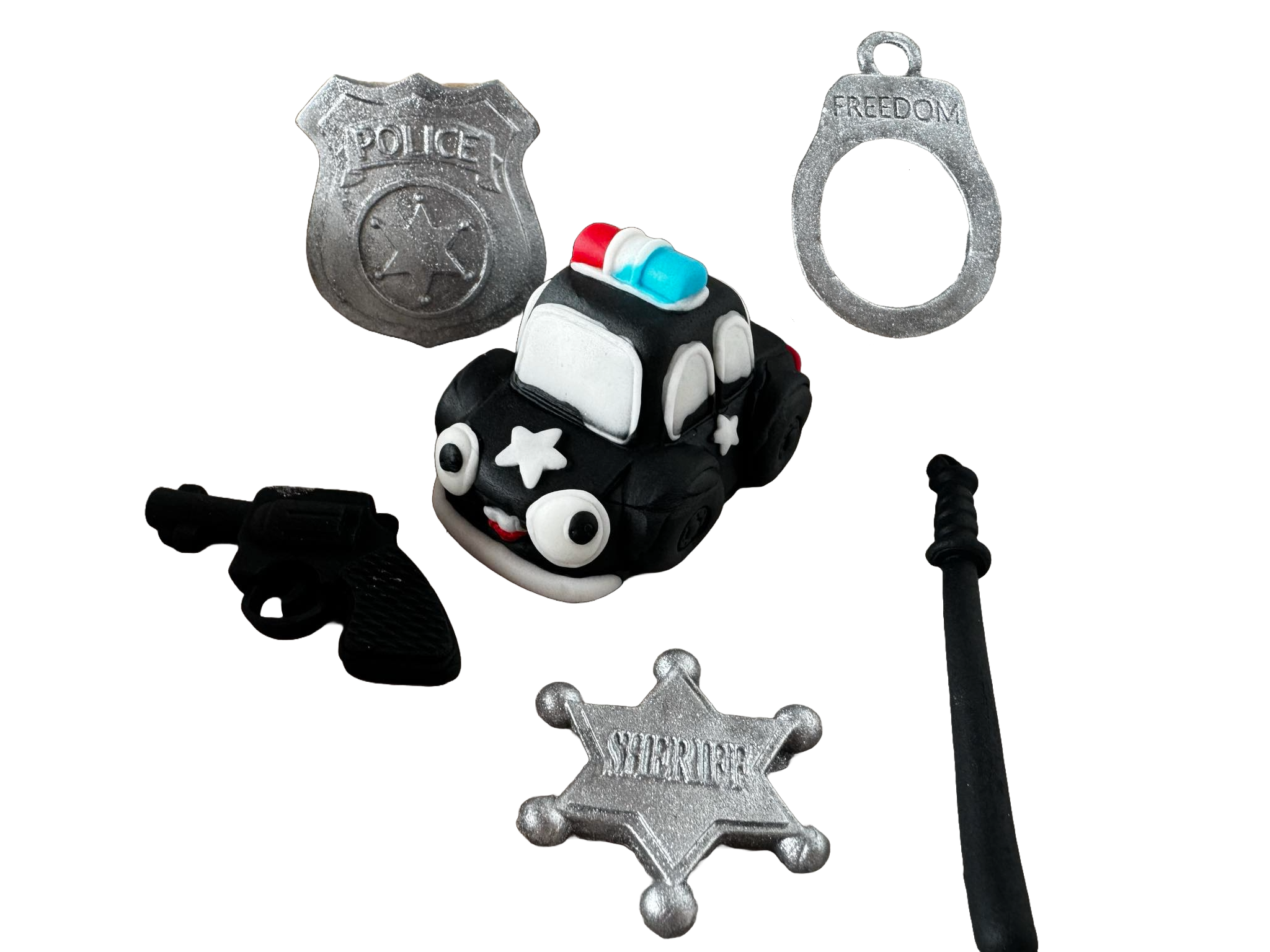 Set 6 decoratiuni comestibile din pasta de zahar, Politia Decoratiuni din Pasta de Zahar Naty Shop