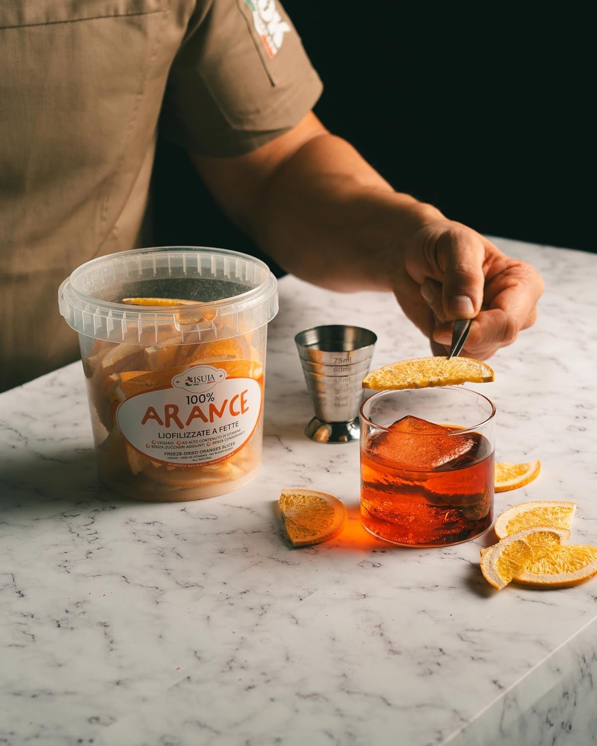 Portocale proaspete liofilizate în jumătăți de felii - portocale reci deshidratate pentru cocktailuri profesionale fructe proaspete liofilizate fructe uscate pentru cocktailuri -1 litru pachet aprox. 70 Produse deshidratate Naty Shop