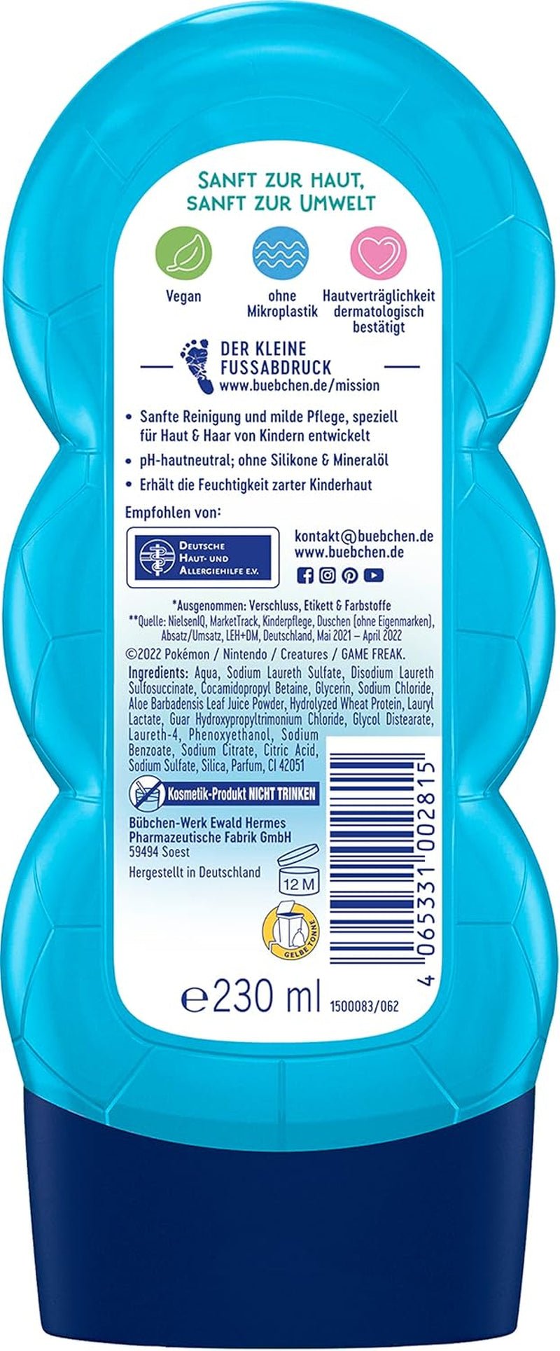 Șampon și gel de duș pentru copii, Pokémon Schiggy Edition, 230 ml (pachet de 5) Copii - Baie si Skincare Naty Shop