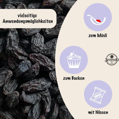 SIVIFOOD sultane negre jumbo 300g - sultane negre mari și delicioase de calitate superioară, uscate în mod natural struguri dulci fructiferi nesulfurați neîndulciți neîndulciți fără ulei fără aditivi Kishmish Produse deshidratate Naty Shop