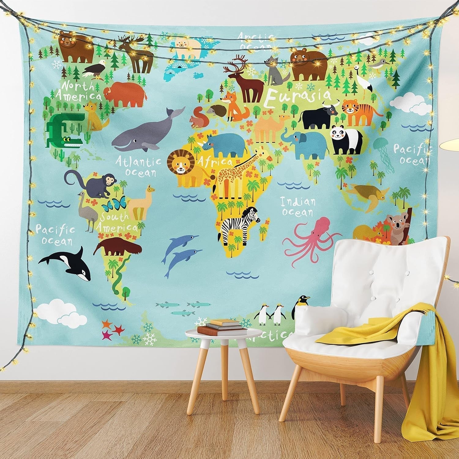 Tapiserie abakuhaus wanderlust harta animala lumii desene Casa - Accesorii si Decoratiuni Naty Shop