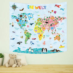 Tapiserie bashom harta lumii animalelor germana copii Casa - Accesorii si Decoratiuni Naty Shop