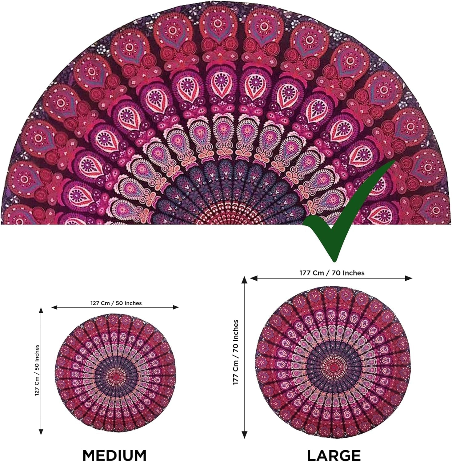 Tapiserie india prosop plaja rotund mandala hippie violet Casa - Accesorii si Decoratiuni Naty Shop