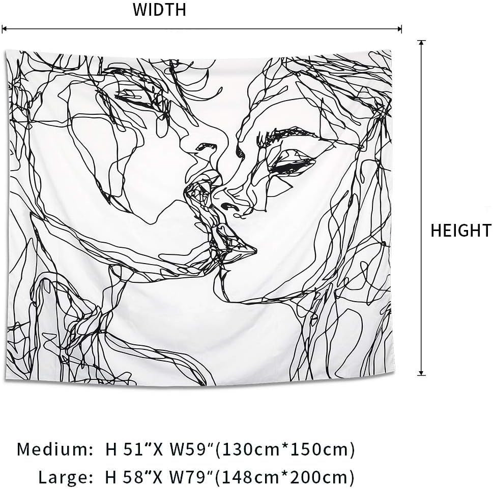 Tapiserie lomohoo abstract sketch art negru alb kissing Casa - Accesorii si Decoratiuni Naty Shop