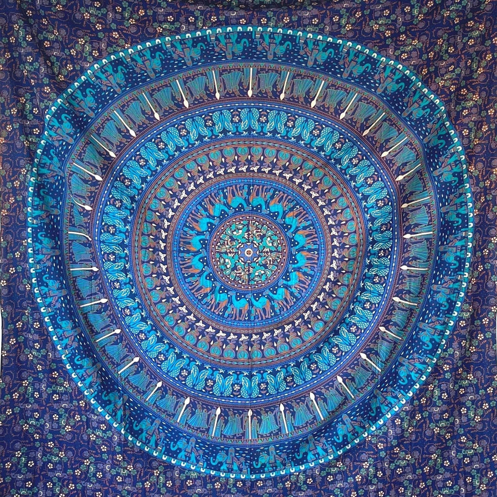 Tapiserie momomus mandala bumbac colorat desene orientale Casa - Accesorii si Decoratiuni Naty Shop Albastru C 210L X 230B Cm
