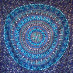 Tapiserie momomus mandala bumbac colorat desene orientale Casa - Accesorii si Decoratiuni Naty Shop Albastru C 210L X 230B Cm