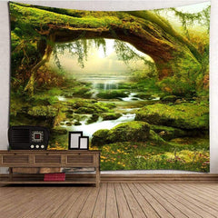 Tapiserie psychedelictapiserie padure luminoasa lumina soarelui hanging peisaj Casa - Accesorii si Decoratiuni Naty Shop Multi 200L X 180B Cm