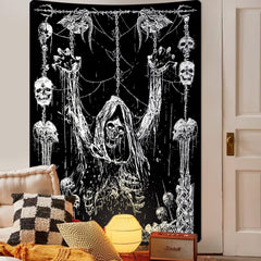 Tapiserie yrendenge craniu uman negru alb Casa - Accesorii si Decoratiuni Naty Shop