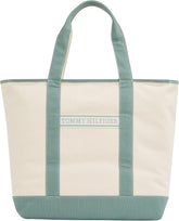 TOMMY HILFIGER Femeii Th Vara Canvas Tote Aw0aw17421 Tote sac Genti Femei Naty Shop Verde (Charming Green)