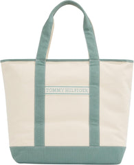 TOMMY HILFIGER Femeii Th Vara Canvas Tote Aw0aw17421 Tote sac Genti Femei Naty Shop Verde (Charming Green)