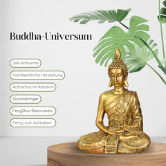 Zen'Light - Statuetă cu cap de Buddha Sanci - Decorațiune pentru Zen, meditație și feng shui - Cadou pentru o atmosferă relaxantă și spirituală - Statuie de Buddha - Înălțime: 18 cm - Culoare: auriu Statuete si sculpturi Naty Shop
