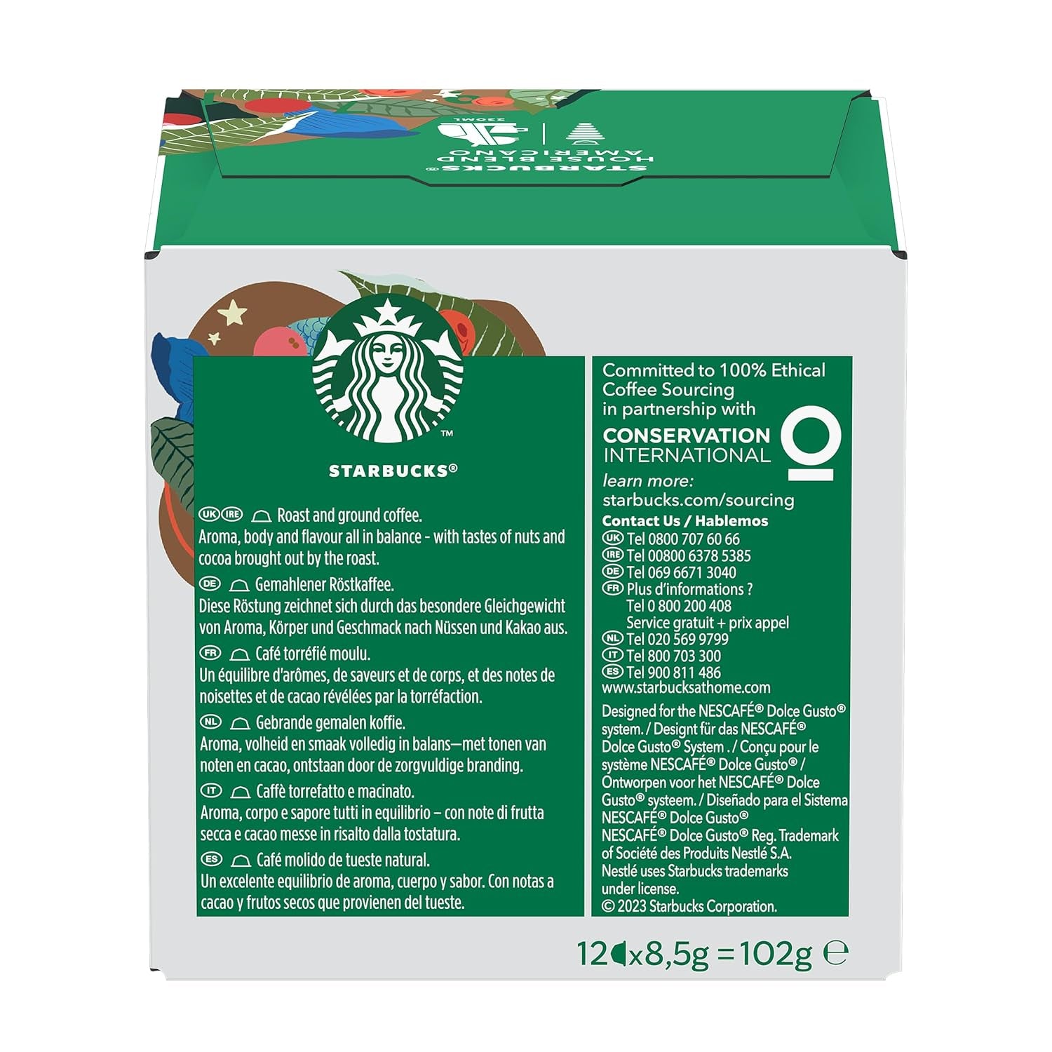 STARBUCKS House Blend by Nescafé Dolce Gusto, Mittlere Röstung, Kaffeekapseln 6 x 12 (72 Kapseln)