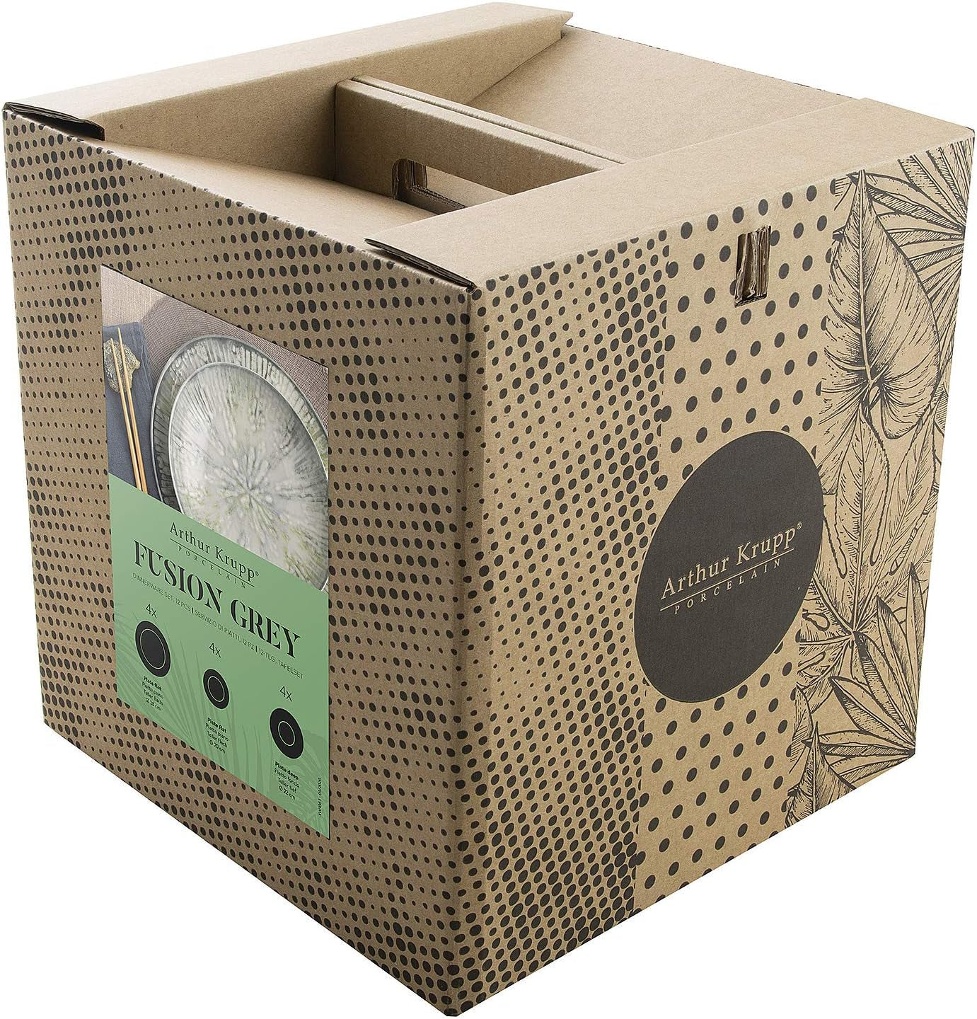 Set de veselă din porțelan Fusion Grey 67351GA2, 12 piese