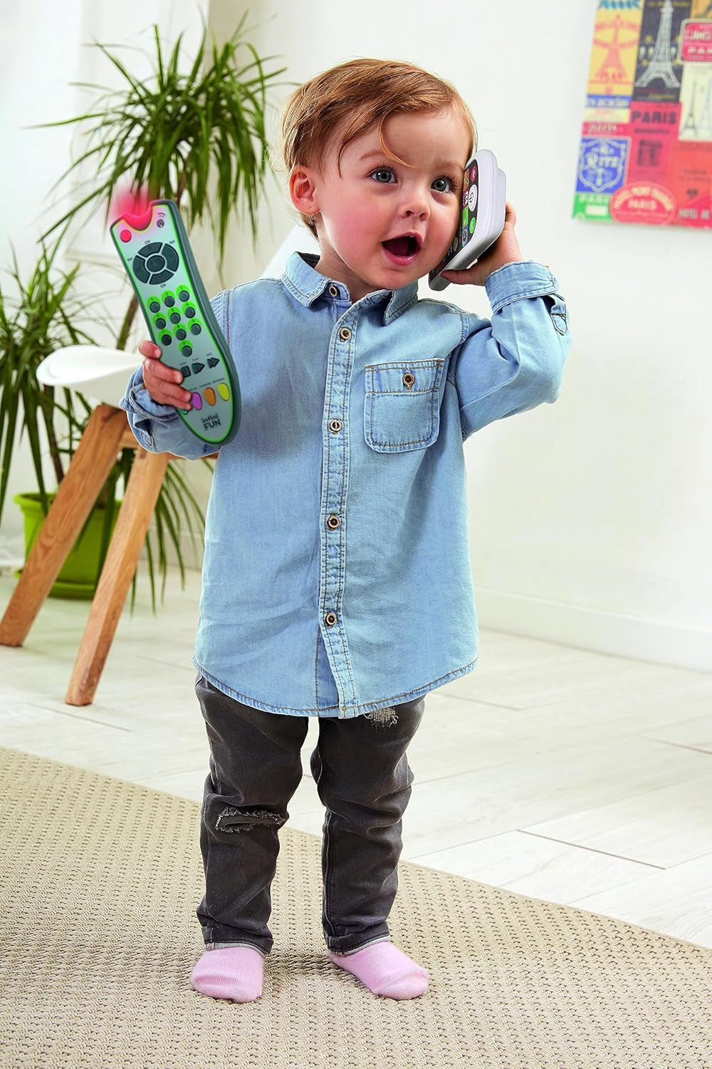 My Duo High-Tech Phone + Telecomandă - 1 telecomandă trilingvă franceză/engleză/spaniolă și 1 telefon ultra-realist - jucărie pentru activități multiple de învățare de la vârsta de 12 ani Jucarii Bebe Naty Shop