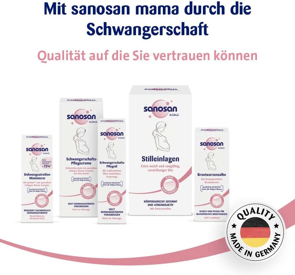 Sanosan Stretch Mark Minimiser, testat clinic - dovedit a reduce vergeturile după sarcină, fără ulei de parafină, coloranți, siliconi, 75 ml Cosmetice si Infrumusetare Naty Shop