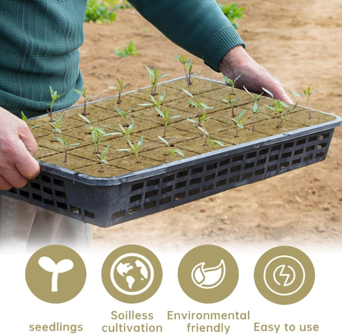 Cuburi Rockwool pentru răsaduri 28 - Cuburi Rockwool 4x4x4cm - Cuburi pentru răsaduri, Cuburi Rockwool, Sisteme hidroponice pentru răsaduri/Plante clonate/Proiecte școlare, Cultivarea răsadurilor fără sol