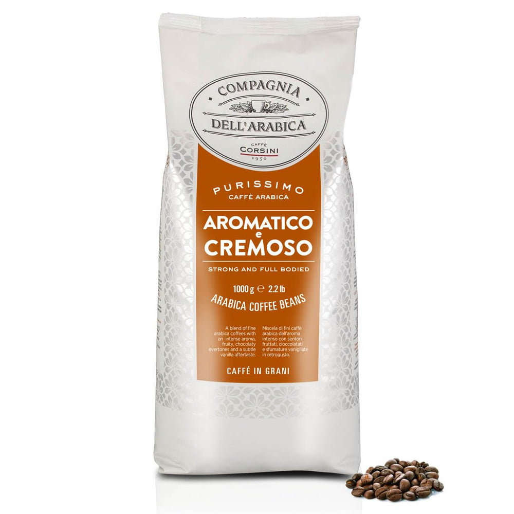 Caffè Corsini - Compagnia dell'Arabica, Arabica Kaffeebohnen Aromatisch und Cremig, 1 kg Packung geröstete Kaffeebohnen