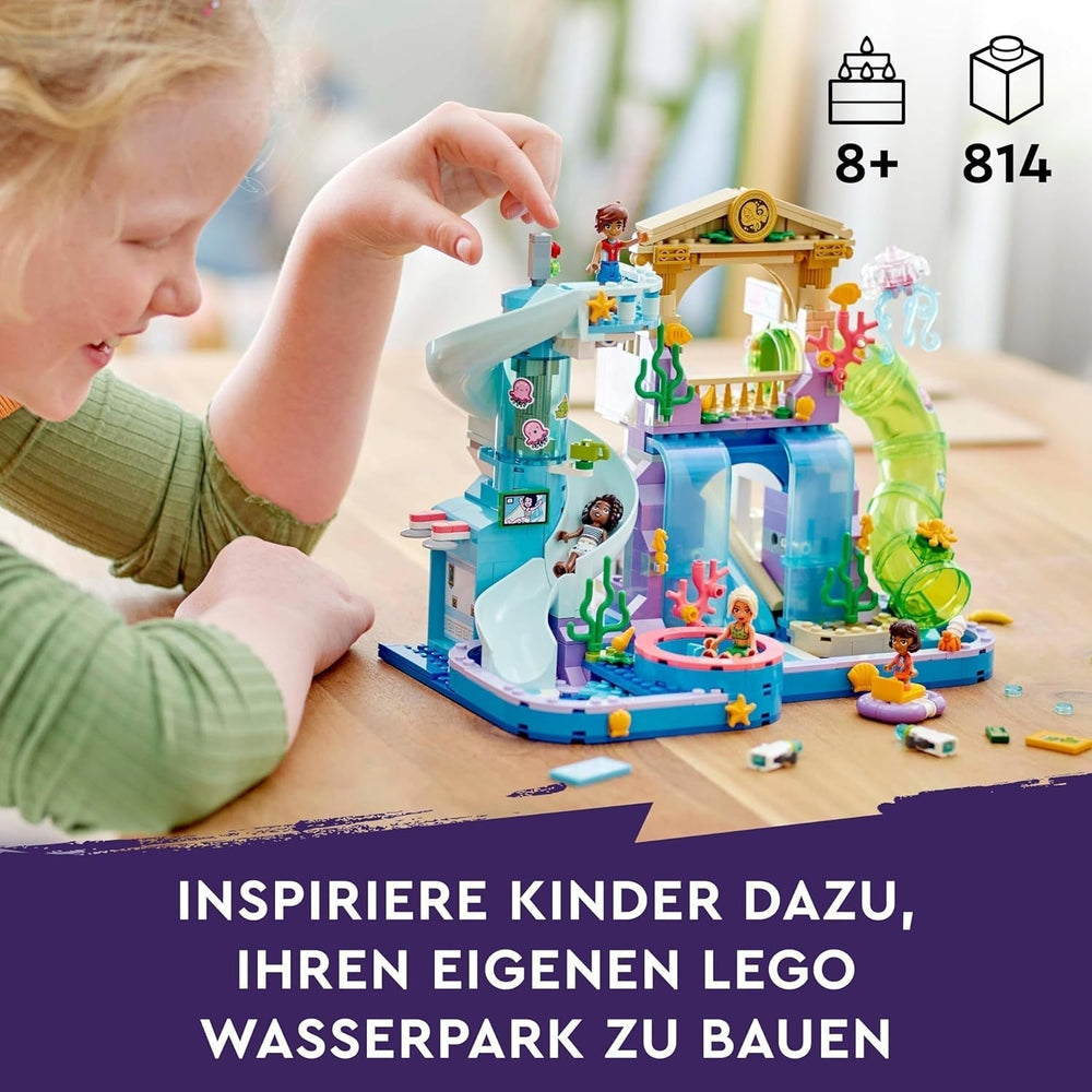 Parcul acvatic LEGO Friends Heartlake City, set de joacă în aer liber pentru fete și băieți cu vârsta peste 8 ani, experiență de joacă creativă cu 3 figurine, micro figurină, 3 tobogane și hidromasaj 42630 Seturi de constructie Besuche den LEGO-Store