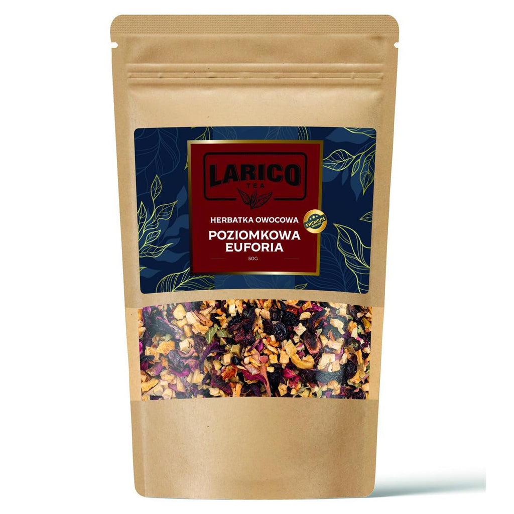 Larico Tea Ceai natural de fructe Früchtchen Mix Căpșuni sălbatice Euphorie 50 g/Ceai de calitate superioară vrac/Ceai natural vrac