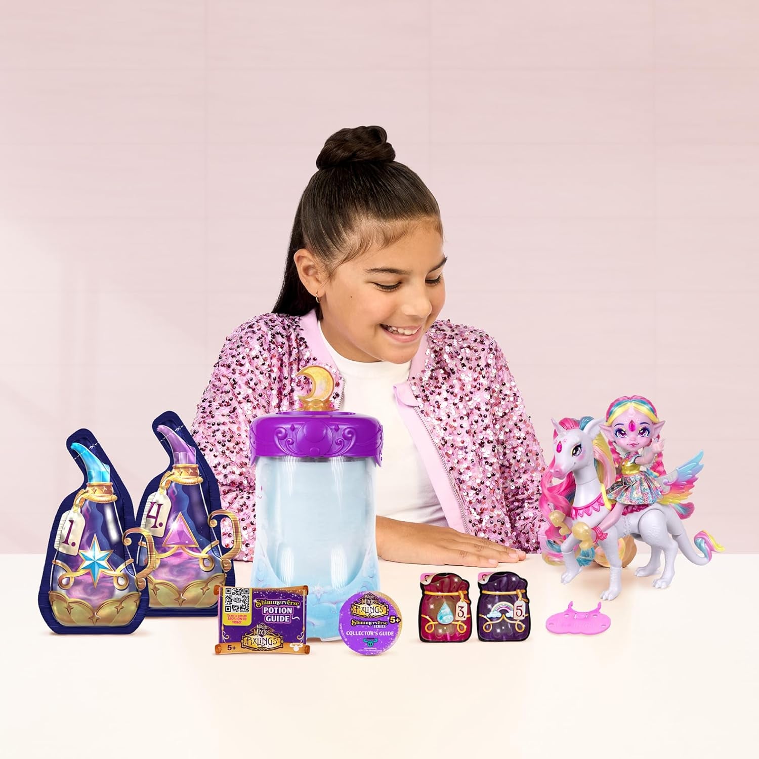Magic Pixlings Pop + Pony Set mit Puppe und Pony - Magic Unboxing mit speziellen Zaubern - Puppe mit langen Mähnen zum Kämmen - Kinder ab 3 Jahren berühmt - MG104000