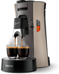 PHILIPS Senseo Select, Espressor cu capsule - Selecție a intensității cafelei Plus, Funcție Memo, Fabricat din plastic reciclat, 1450 wați, 0,9 l, Bej, (CSA240/30)