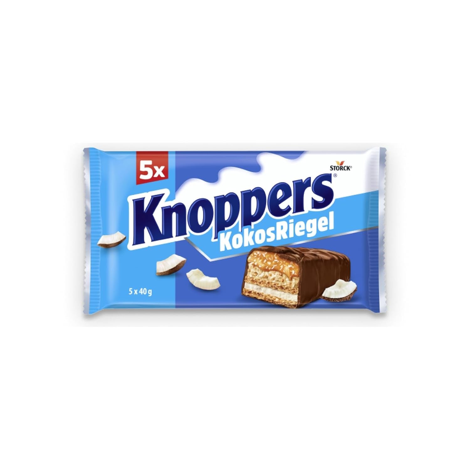 Knoppers Peanut Bar – 1 x 200 g (5 batoane) – Baton de ciocolată cu lapte și cremă de arahide, arahide sărate tocate, caramel și ciocolată cu lapte