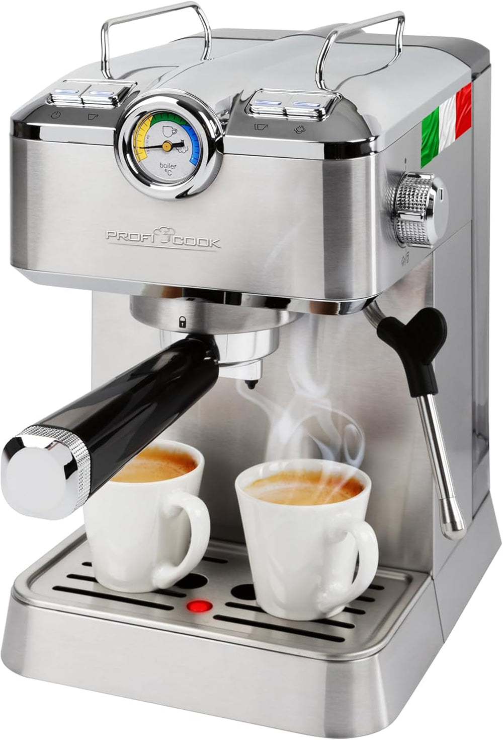Espressor ProfiCook® 2 în 1 | pentru cafea măcinată și capsule compatibile Nespresso | portfiltru | 20 bar | sistem de lapte pentru latte și cappuccino | portfiltru pentru espresso | PC-ES 1266