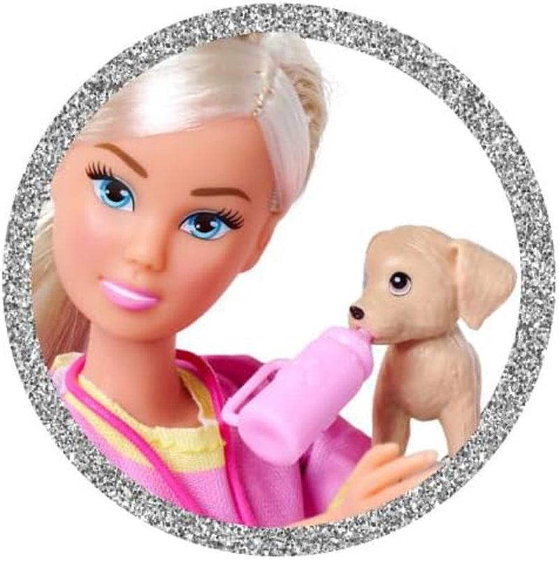 Simba Steffi Love Dresor de Câini, păpușă de jucărie ca dresor de câini cu curs de dresaj, 3 câini și accesorii, 29 cm, de la 3 ani